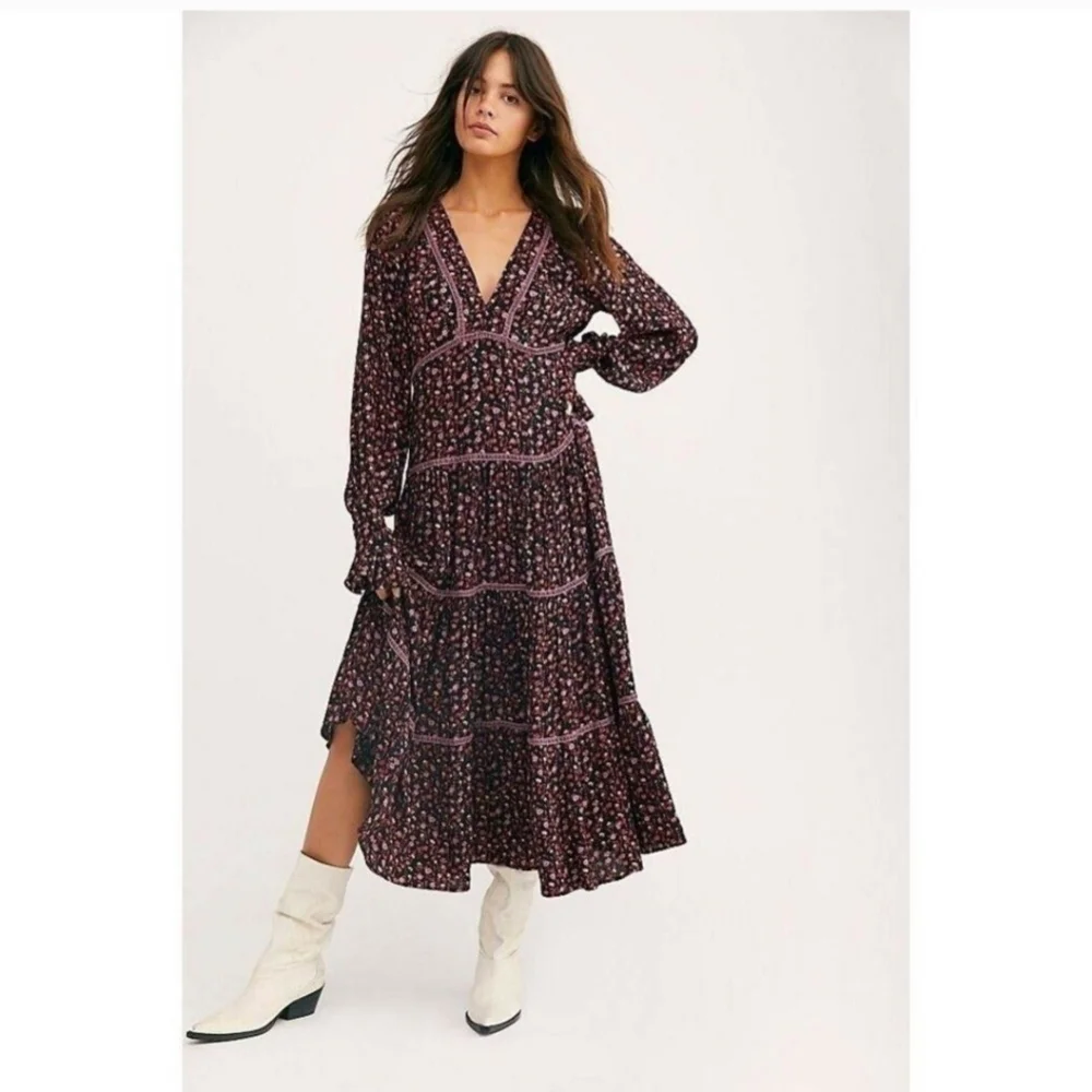 Free People Take A Little Time Floral Long Sleeve Maxi Dress